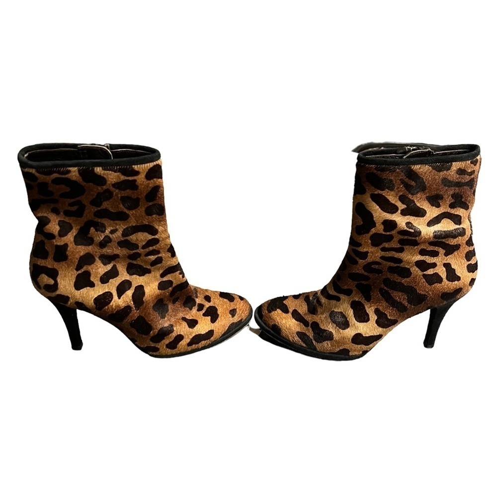 Stuart Weitzman Pony Hair Leopard Print Stiletto Booties 6.5M Style BW 64473